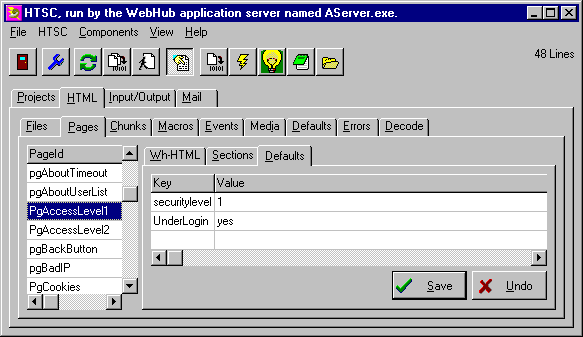 Page Defaults Screen Shot